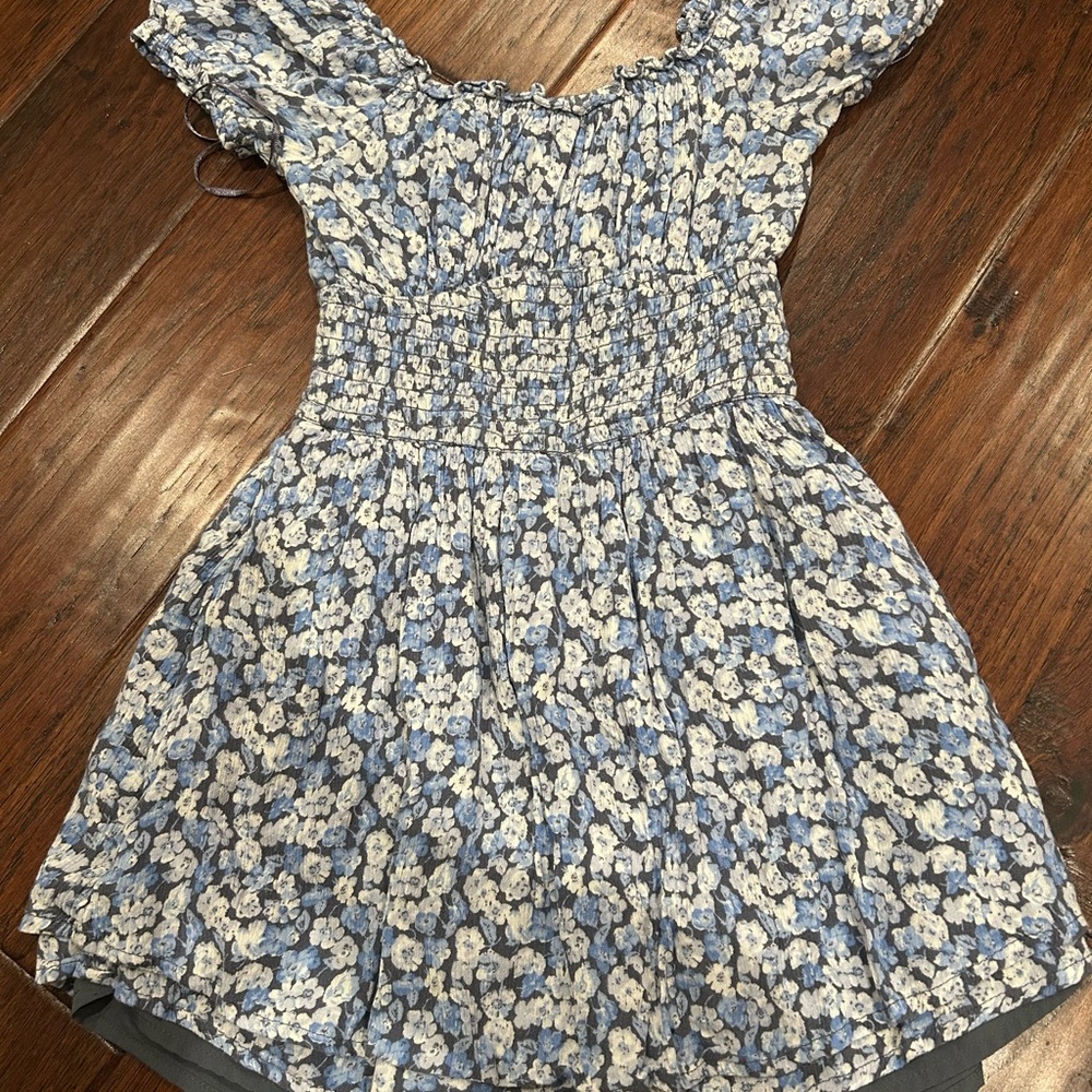 Hollister Blue and Gray Floral Dress
